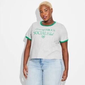 Mighty Fine Beverly Hills Gray Tee with Green Trim, XL